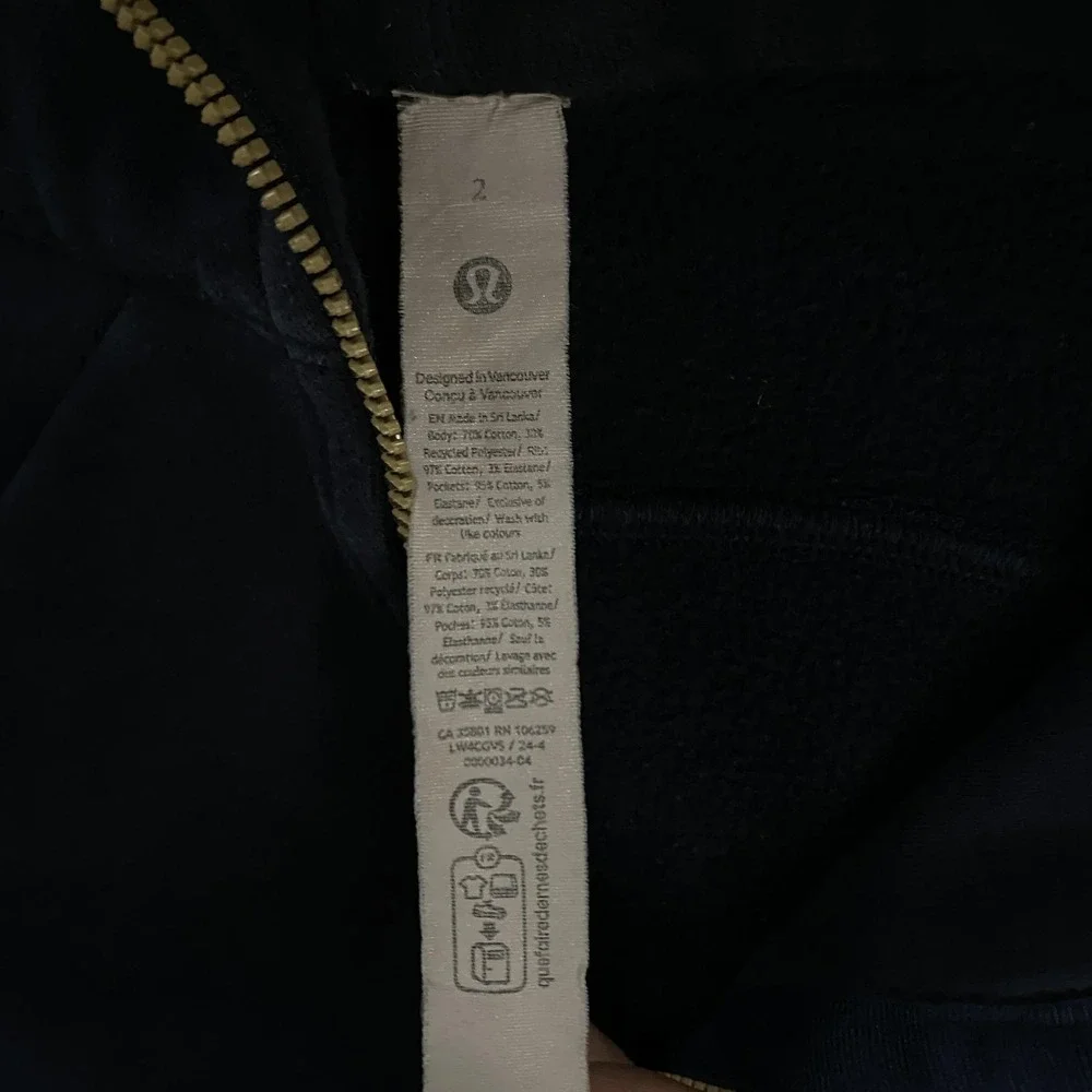 Lululemon Hoodie Womens 2 Blue Scuba Full Zip Fleece Slim Fit Logo Sweatshirt